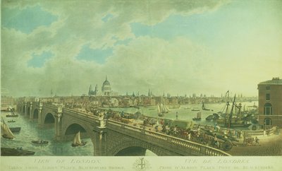 Vue de Londres prise depuis Albion Place, Blackfriars Bridge, gravée par Joseph Constantine Stadler, pub. 1802 - N.R. Black